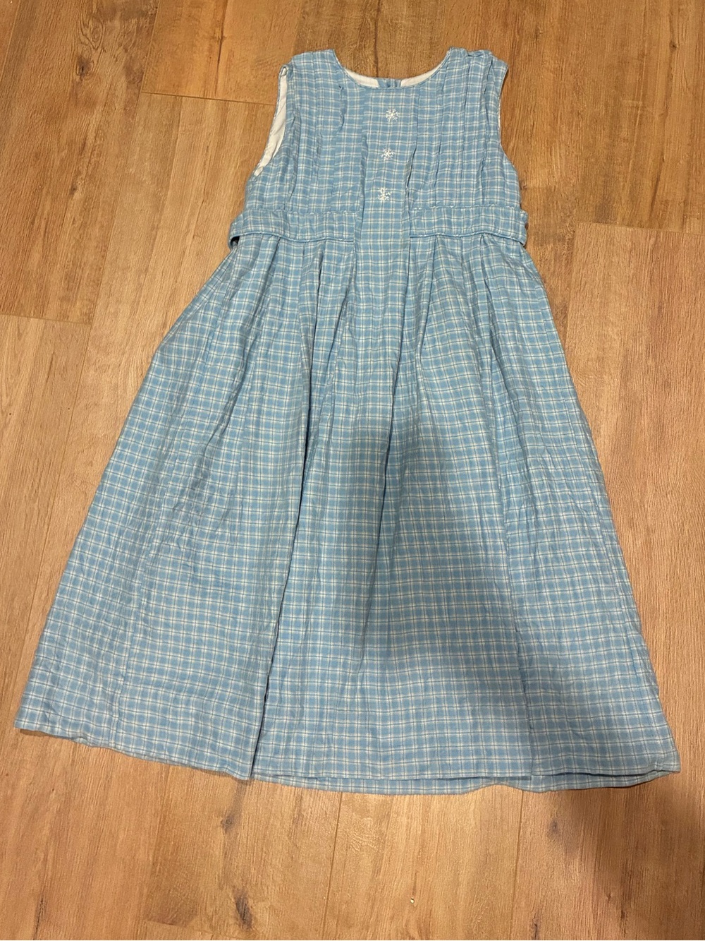 Vintage Strasburg Light Blue Plaid Dress with Button Front